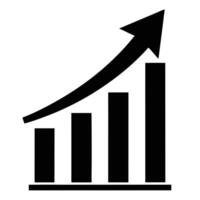 A graph chart with an arrow going up vector
