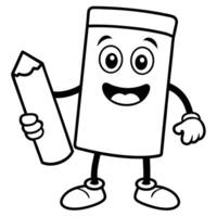 Anthropomorphic Cartoon Pencil Character - Happy Smiling Icon. vector