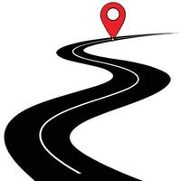 Curvy Path and Red Location Symbolizing a Journey. vector