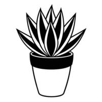 Elegant Minimalist Line Art of a Potted Succulent Plant. vector