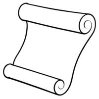 Simple Line Drawing of Unfurled Scroll Parchment Design. vector