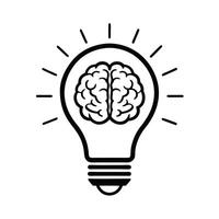 Light Bulb with Brain Inside Icon for Creative Thinking Designs. vector