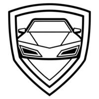 Modern Black-and-White Car Badge A Front Perspective. vector