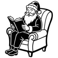 Minimalistic Santa Claus Reading Festive Line Art Style vector