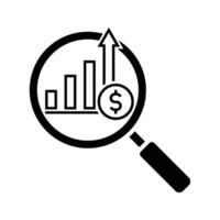 magnifying glass and money growth graph vector