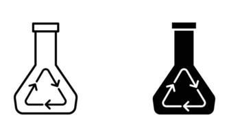 laboratory flask with recycling symbol icon vector