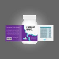 3d white plastic Pills box with a label and a label vector