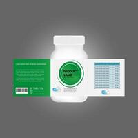 3d supplement bottle with a label and a label vector