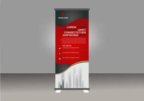 Modern creative roll up banner design template with a red and black design vector