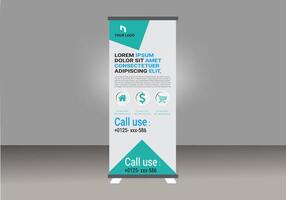 Modern creative roll up banner design templatewith a green triangle design vector