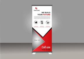 Modern creative roll up banner design template with a red and white design vector