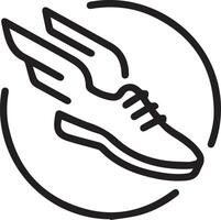 A minimalist logo with a simple line drawing of a flying shoe with wings vector