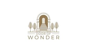 Elegant Archway Gateway to a Starry Door, Steps, and Trees vector