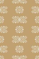 Fabric pattern design pixel art cream color background fabric brown cream pattern ethinc motif decor. vector