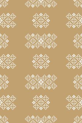 Fabric pattern design pixel art cream color background fabric brown cream pattern ethinc motif decor.