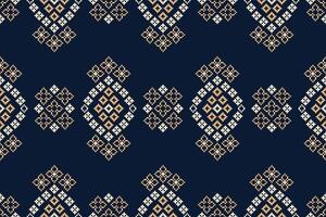 Fabric pattern design pixel blue color background fabric blue pattern ethinc motif decor art. vector