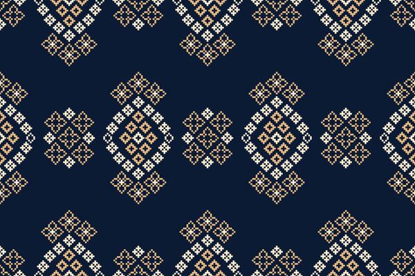 Fabric pattern design pixel blue color background fabric blue pattern ethinc motif decor art.