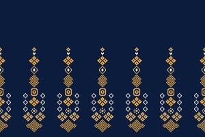 Blue color fabric pattern decor blue background with motif cross stitch design. vector