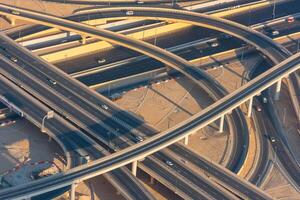 Top view of highway interchange in Dubai photo