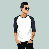 a man with a tattoo and sunglasses is standing in a flat style vector
