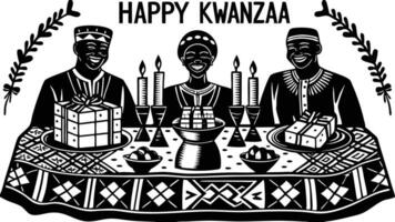 a colorful illustration of a kwanzaa tree and candles vector