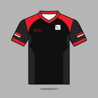a gray and red t - shirt with a red trim vector