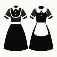 two black and white maid dresses on a gray background vector