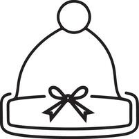 a black and white drawing of a hat with a bow vector