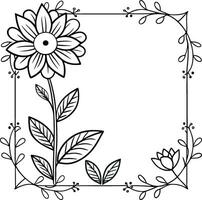 a flower and leaves coloring page vector