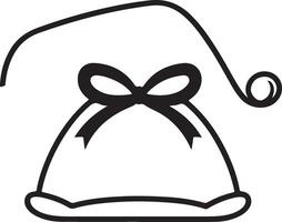 a black and white drawing of a bag with a bow vector