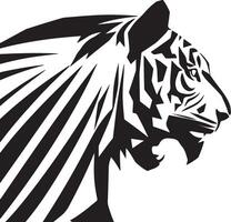 a tiger head with a black and white design vector