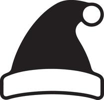 a black and white santa hat icon vector