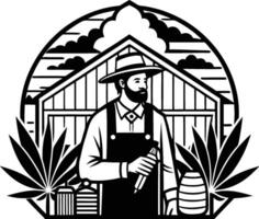 a black and white logo for a cannabis farm vector