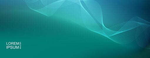 Abstract gradient green background. Banner technology with wavy line vector