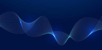abstract dark blue background with glowing wavy lines vector