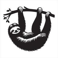 Hanging Around Silhouette of a Sloth at Leisure vector