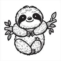 Black and White Sloth A Hilarious Hanging Illustration vector