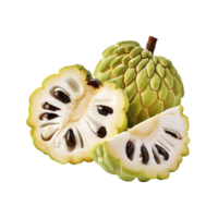 Custard apple with slices on transparent background png
