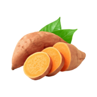 Sweet potato with slices on transparent background png