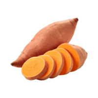 Sweet potato vegetable with slice on transparent background png