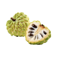 Custard apple fruit with slice on transparent background png