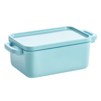 stylish blue storage container with lid, perfect for organizing items. Its sleek design and practical handles make it ideal for home or office use png