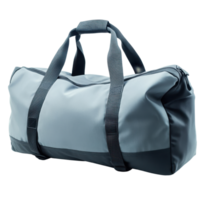 Durable gray duffel bag with sturdy handles, perfect for travel or gym use png