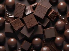 Close-up of delicious chocolate texture for food background. photo