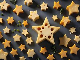 Delicious star shaped cheese pattern for food background photo
