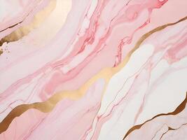 Texture Pink Pastel Marble Space with Gold Insets for Products elegant top view background photo