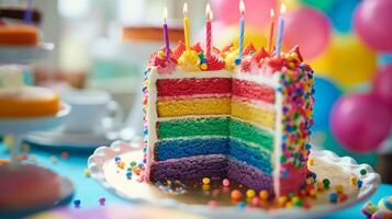 colorful layer birthday cake photo