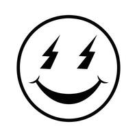 A smiley face with lightning bolts on it vector