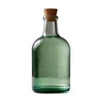 The bottle filled with a pastel green syrup in transparent background png