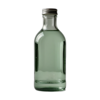 A bottle filled with green color watery syrup in transparent background png